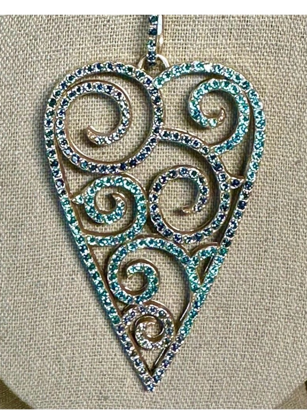 Brighton Gold-Tone Teal and Blue Swirl Heart Necklace